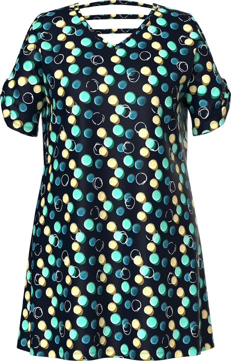 Produktbild Ulla Popken Strandkleid, Punkte, Zierbänder, V-Ausschnitt, Halbarm (58)