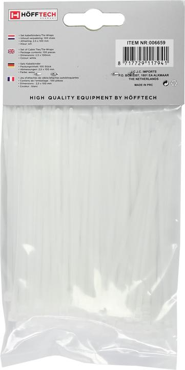 Produktbild Benson Kabelbinder 2.5 x 100 mm 100-tlg weiss (Kunststoffkabelbinder, 100 mm, 100 Stk.)