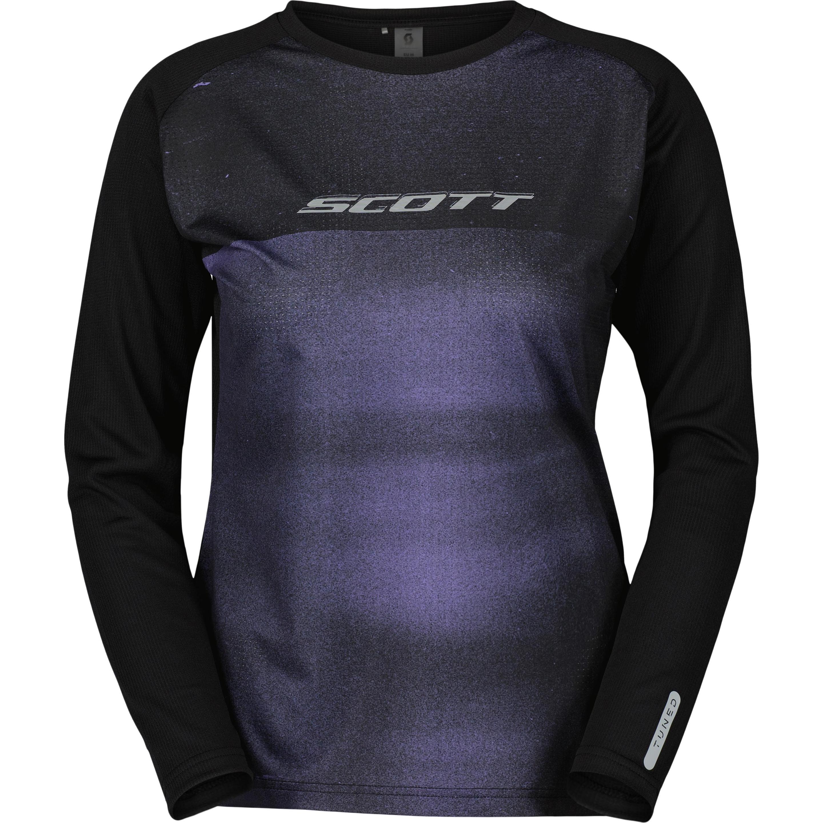 Scott Sports, Damen, Velotrikot, Women's Tee Trail Tuned L/S (L), Blau, Schwarz, L