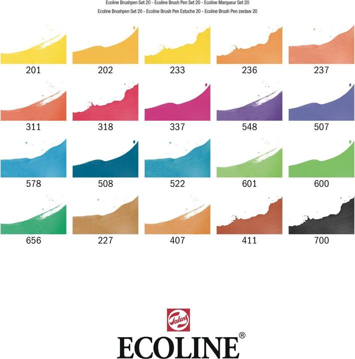 Actual product image Talens Brush pen Ecoline set of 20, line width: B, Brush (20 x)