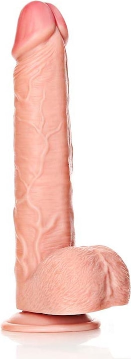 Actual product image RealRock Straight Realistic Dildo with Balls and Suction Cup - 12"/ 30,5 cm
