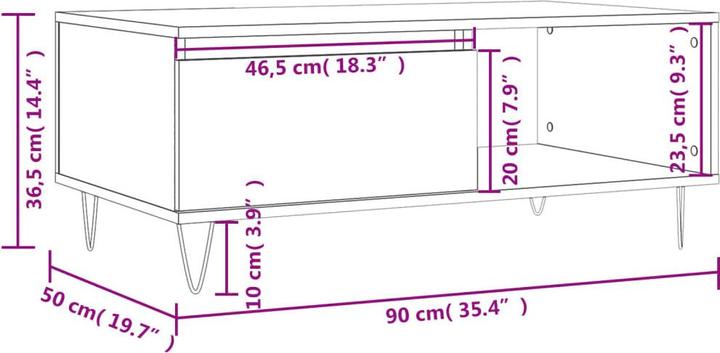 Image du produit vidaXL Couchtisch (90 x 50 x 36.50 cm)