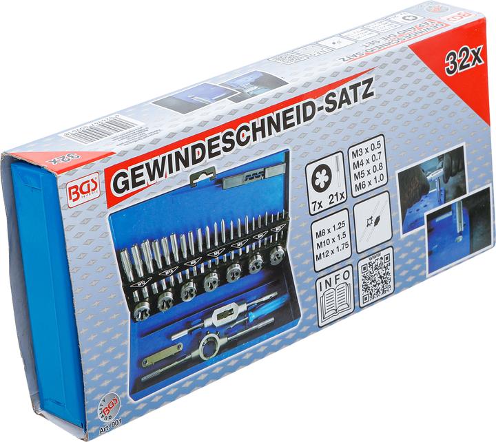 Actual product image BGS Tap and Die Set M3 - M12 32 pcs.