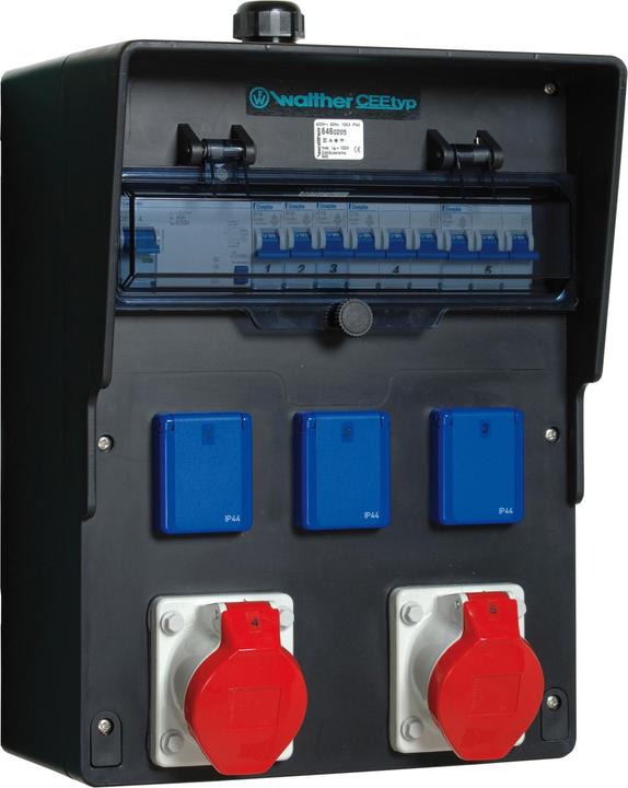 Walther Werke WAL 6460206 Solid rubber wall distributor black (3 x, CEE 63/5)