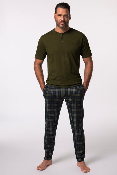 Produktbild JP1880 JP 1880 Schlafanzug, Bauchfit, Henley-Shirt, Halbarm, karierte Hose (7XL)