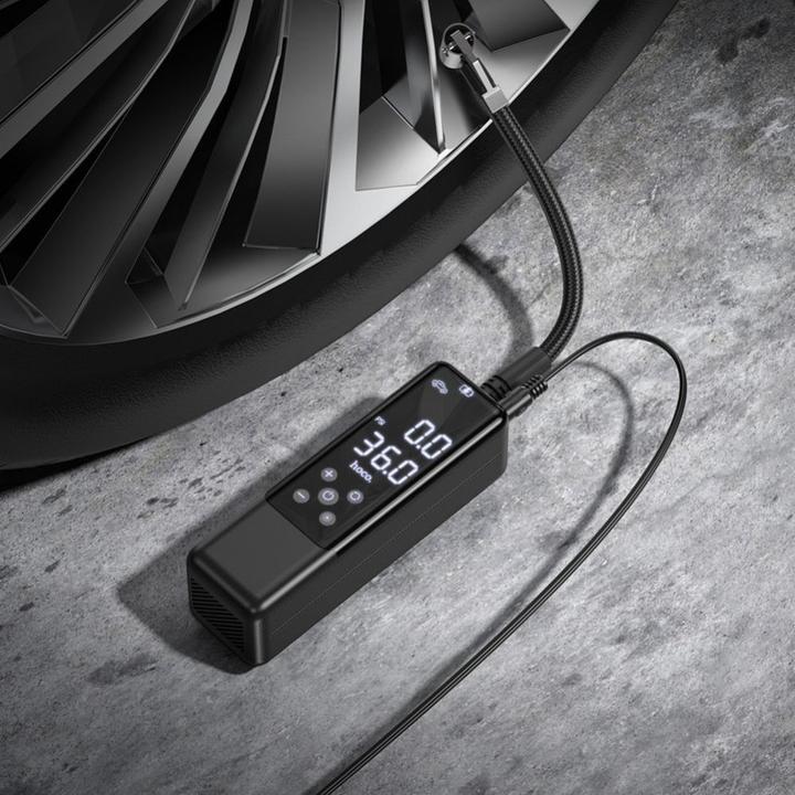 Actual product image Hoco - Car Air Pump May (ZP5) - for Car, Motorcycle, Bike and Basketball, 3.5bar - Black (3.50 bar)