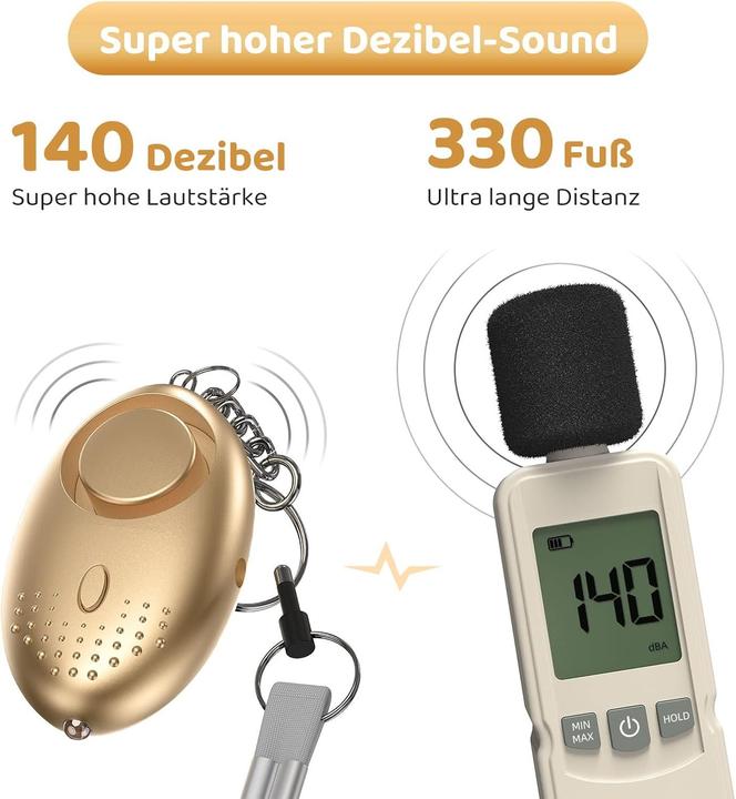 Produktbild Swissdetector 140db Personenalarm mit LED - Selbstverteidigung - Gold