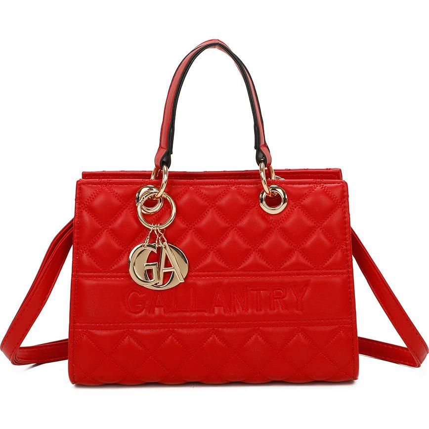 Gallantry, Tasche, La Matelassé Shiny Handtasche aus Kunstleder, Rot, (15 l)