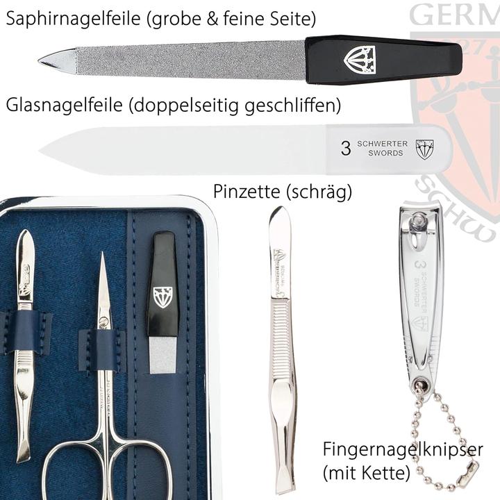 Immagine prodotto Kellermann Set manicure 6 pezzi lima in vetro Genova Blue Textile Jeans