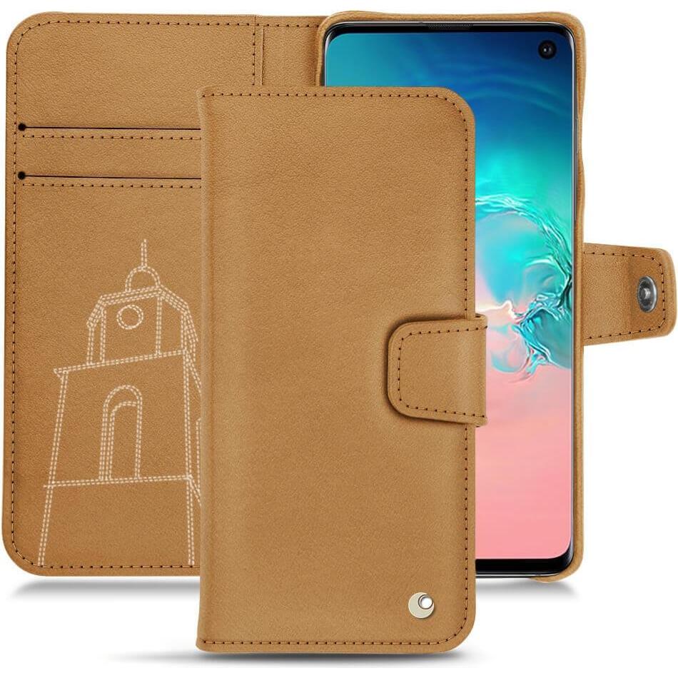 Noreve Lederschutzhülle Wallet (Samsung Galaxy S10e), Smartphone Hülle, Braun