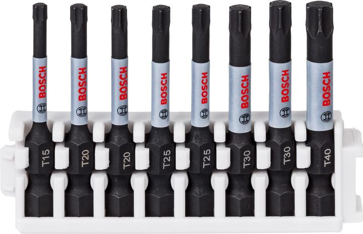 Bosch Professional Zubehör Embout de vissage PRO Torx Impact Bit, T15, T20(x2), T25(x2), T30(x2), T40, 55 mm, 8 pcs. (Torx TX)