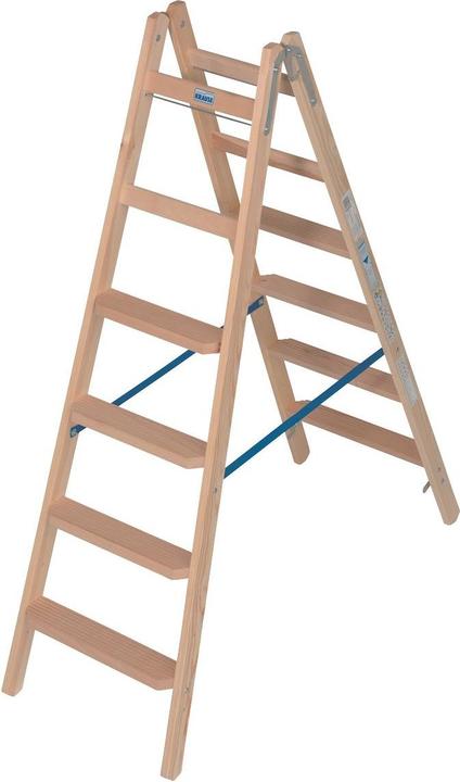 Produktbild Krause KRAU 818331 Holz Stufen/Sprossenleiter Doppelleiter 2x6 (Stehleiter)