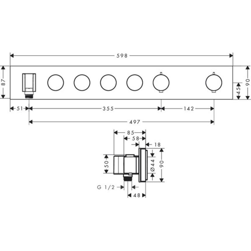 Thumbnail - hansgrohe, Badarmatur, Thermostatmodul AXOR SHOWERSOLUTIONS SELECT 600/90 chrom