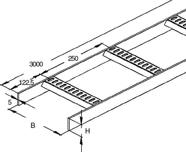 Actual product image Niedax NIE KLMUL 40.150 F Marine cable ladder/steel t=5mm perforated hot-dip galvanised (Cords)