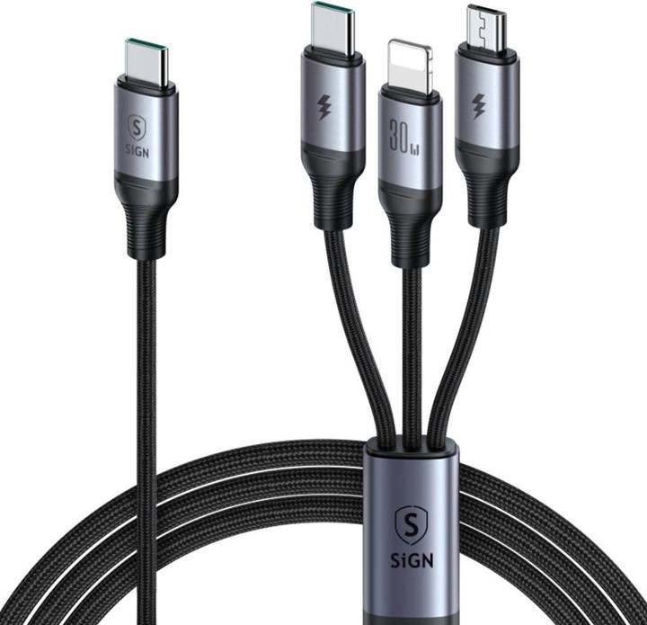Produktbild SIGN USB Typ C – USB Typ C, Lightning, Micro USB B (1.20 m, USB 3.2, 30 W)