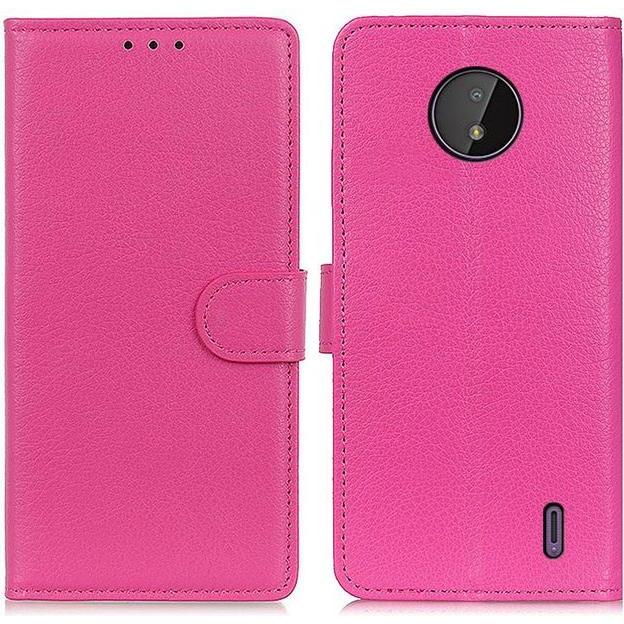 Thumbnail - MU Classic Litchi Leder Bookcover Series (Nokia C10, Nokia C20), Smartphone Hülle, Rosa
