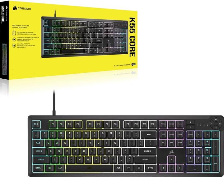 Actual product image Corsair K55 CORE RGB Gaming Keyboard (US, Cable)