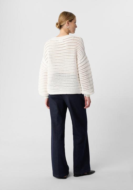 Produktbild Comma Strickpullover Verkürzter Strickpullover mit Ajourmuster im Relaxed Fit (36)