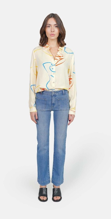 Actual product image F.A.M. Paris 's stretch cotton bootcut jeans bella (27)