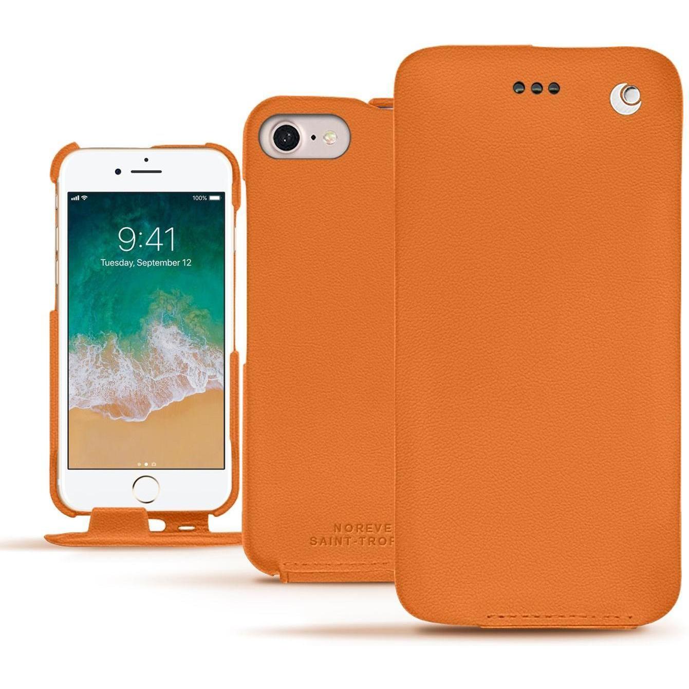 Noreve Lederschutzhülle vertikal (Apple iPhone 7), Smartphone Hülle, Orange