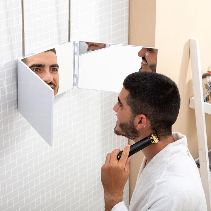 Actual product image InnovaGoods Bathroom mirror with LED - 360º SINE - Lithium battery (32 x 6 x 24 cm)