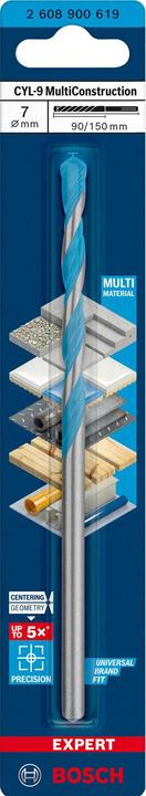 Productafbeelding Bosch Professional Zubehör Expert CYL-9 MultiConstructieboor, 7 x 90 x 150 mm, d 6,5 mm (7 mm)
