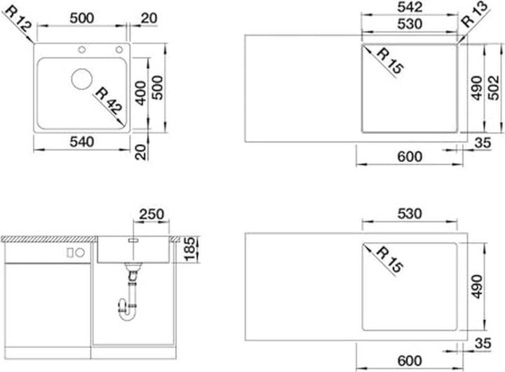 Actual product image Blanco Solis 500-IF/A (Top-mounted sink, 54 cm, 50 cm)