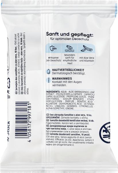 Nährwerte und Zutaten dm Balea Deotücher Sensitive (Reinigungstücher Gesicht)