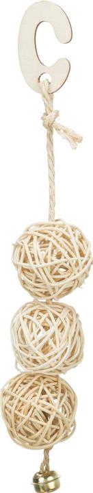 Trixie 3 Rotan Ballen Met Bel Aan Touw Naturel