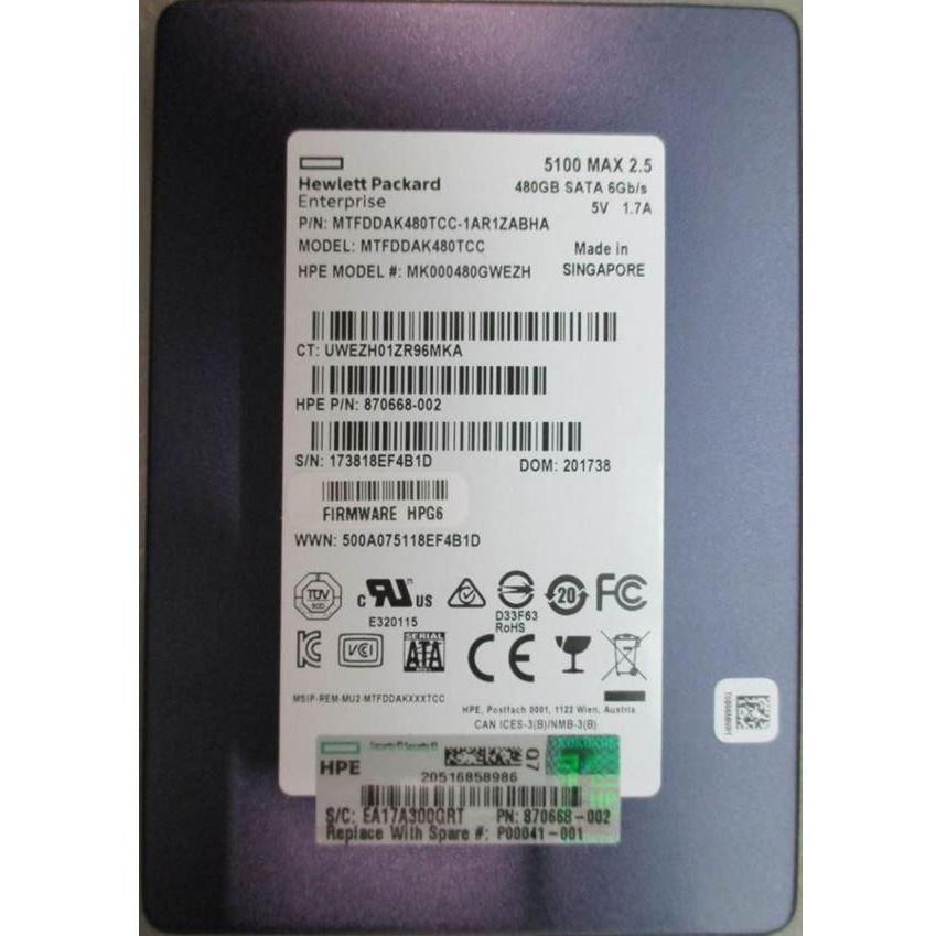 HPE SSD 480GB 6G SFF SATA MU NHP (480 GB), SSD