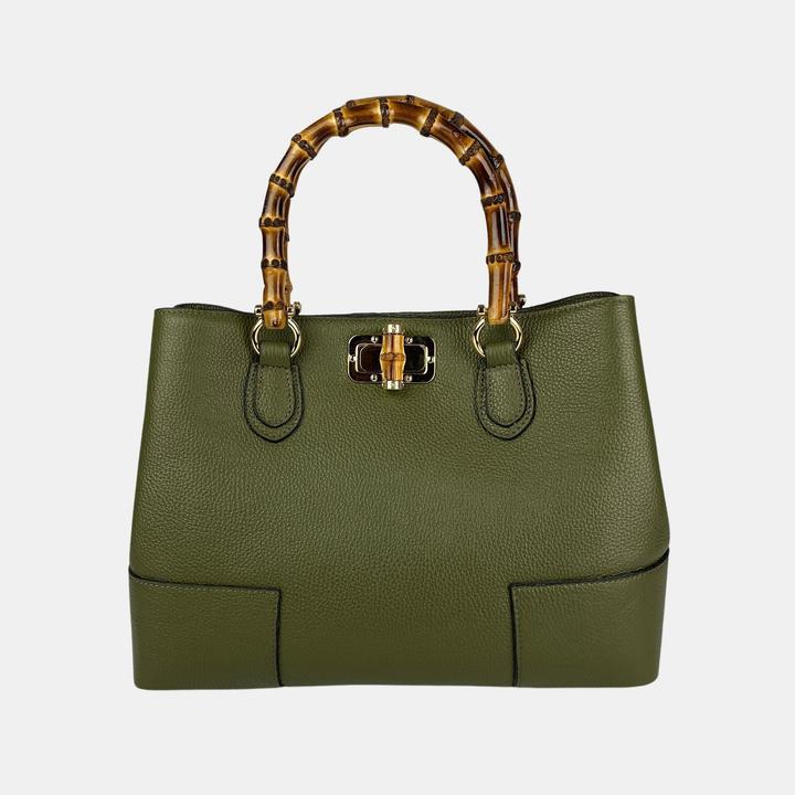 Produktbild Only-Bags.Store Lederhandtaschen, Bambus Henkel Tasche, Echtes Leder Handtaschen, handgefertigte Leder Tasche