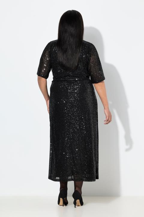 Image du produit Ulla Popken Robe maxi à paillettes, coupe trapèze (48)