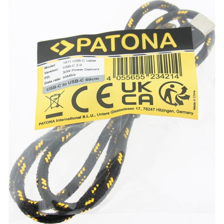 Image du produit Patona USB C — USB C (0.60 m, USB 2.0, 30 W)