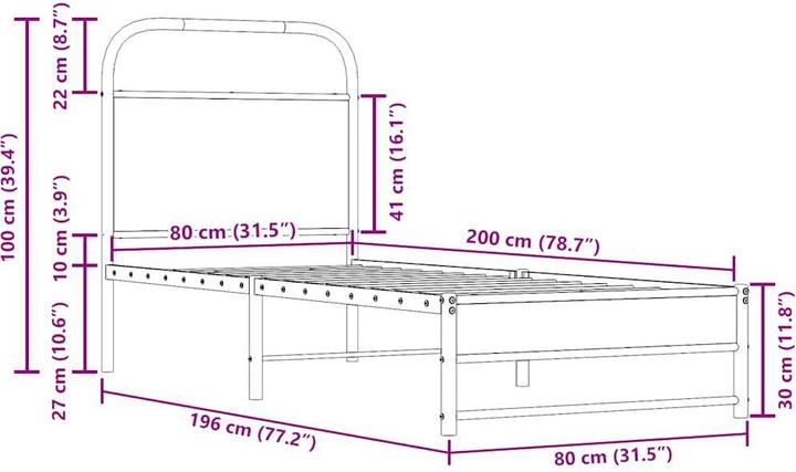 Produktbild vidaXL Bettgestell (80 x 200 cm)