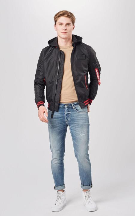 Image du produit Alpha Industries Veste de vol avec capuche amovible, poches chauffantes et patch avant (S)