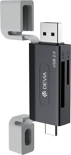 Actual product image Devia card reader 2in1 EL239 USB/USB-C 2.0 black (USB 2.0)