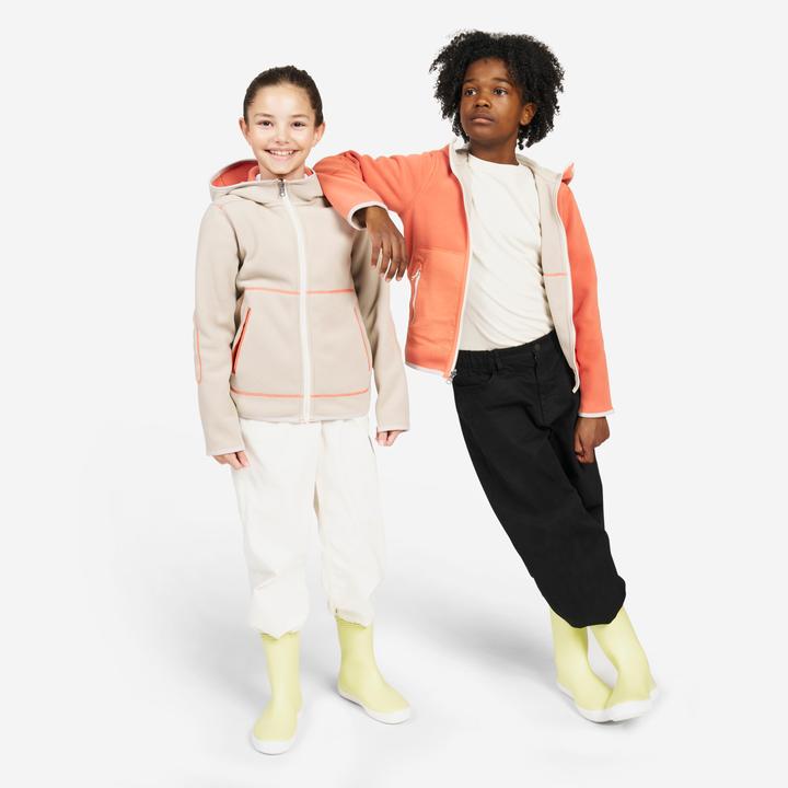 Produktbild Tribord Fleecejacke Segeln Kinder warm wendbar 500 orange/beige (164)