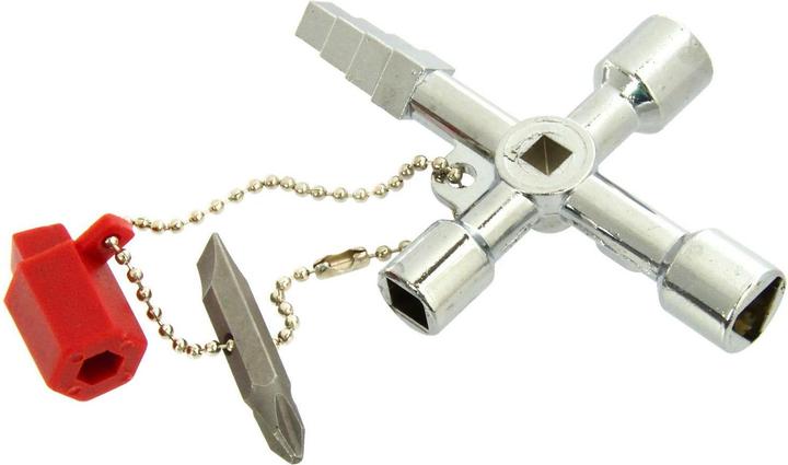 Actual product image GEKO Universal chain key for technical cabinets, 4 types of keys + bit