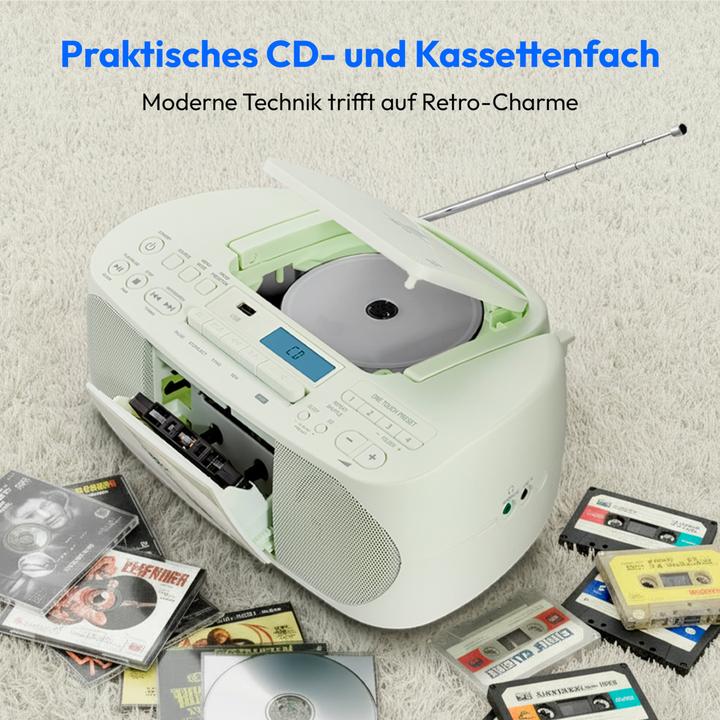 Actual product image Medion MED MD400003 LIFE DRX-1 grün Radiorekorder mit CD-Spieler und Kassettendeck (DAB+, FM, PLL, Bluetooth)