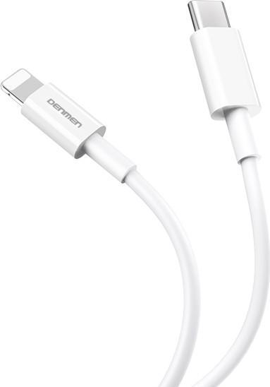 Actual product image Denmen USB-PD-Kabel Typ C – Lightning, 20 W, 3,6 A, verstärkt, weiss, 2 m, D65 (2 m, 20 W)