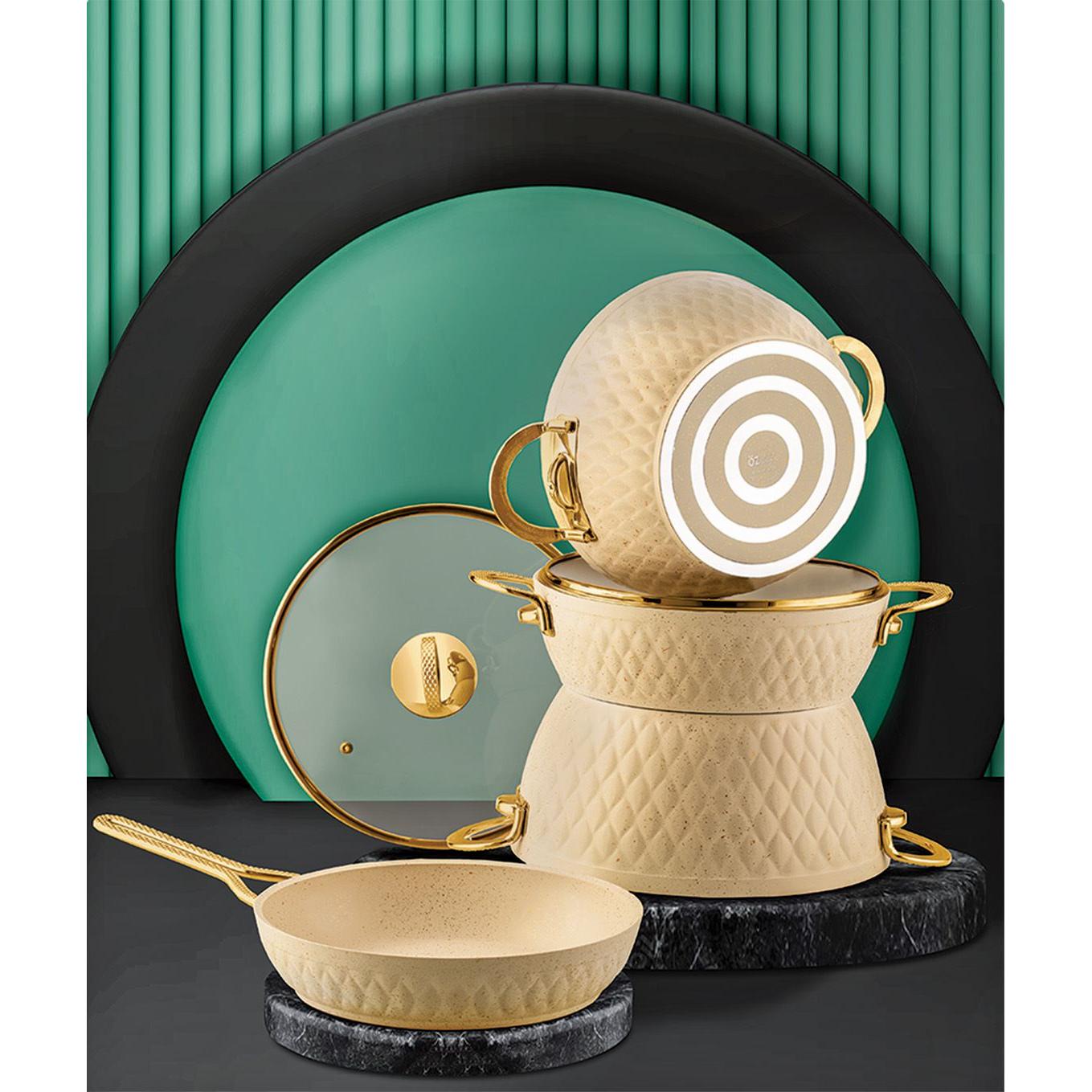 Hermia Pottery Pot Set 7 Pieces, Padella + Pentola, Beige