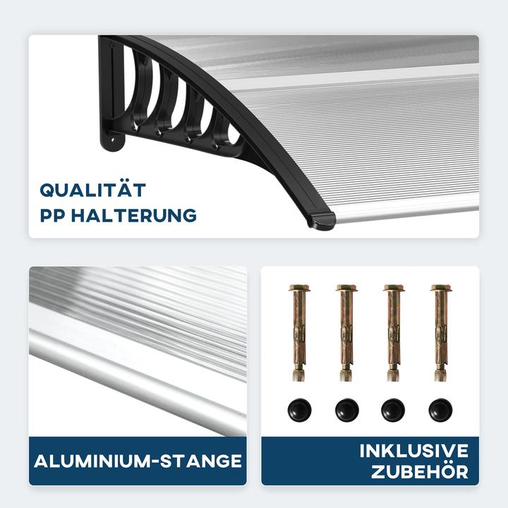 Actual product image Outsunny Pultvordach Polycarbonate, Aluminium Transparent+Schwarz