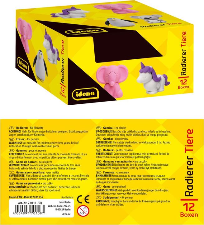 Image du produit Idena Gomme Animaux 4 pièces