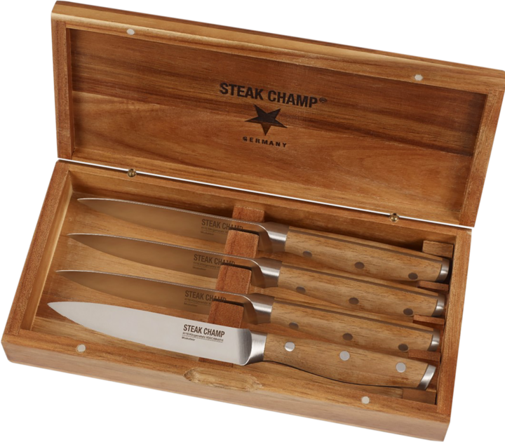 Produktbild Steakchamp Steakmesser 4er-Set Carbonstahl, Holz (4 Stück, Messer)