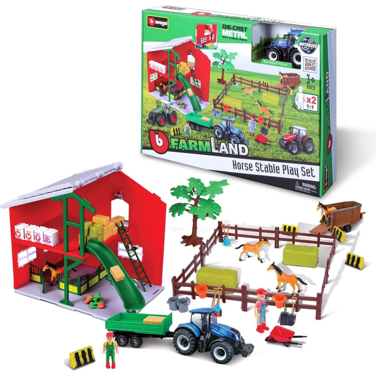 Thumbnail - Bburago Pferdestall mit Traktor