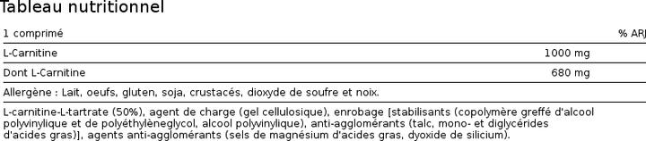 Nährwerte und Zutaten Biotech USA L-Carnitine 1000 (60 Stk., Kapseln)