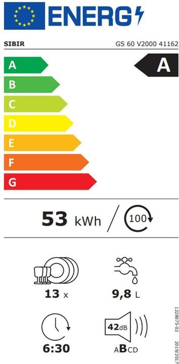 Energy Label Sibir GS 60 V2000 41106 nero