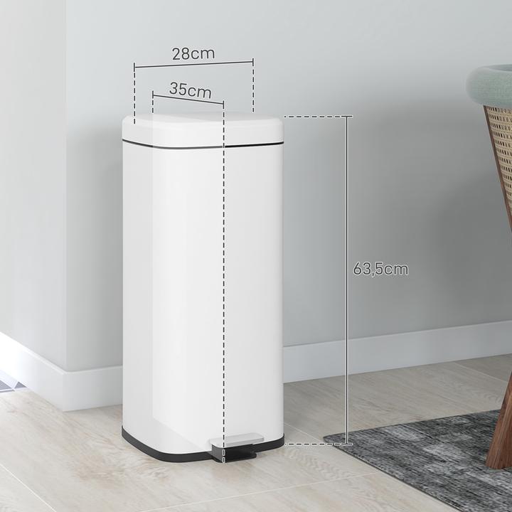 Produktbild Homcom Mülleimer Metall, Kunststoff Weiss (30 l)