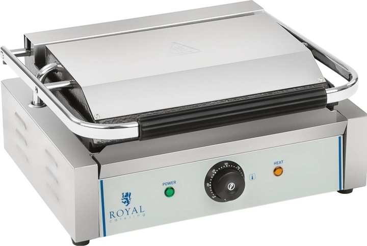 Royal Catering Kontaktgrill Tischgrill Elektrogrill Panini Grill Sandwich Maker Geriffelt 2200W