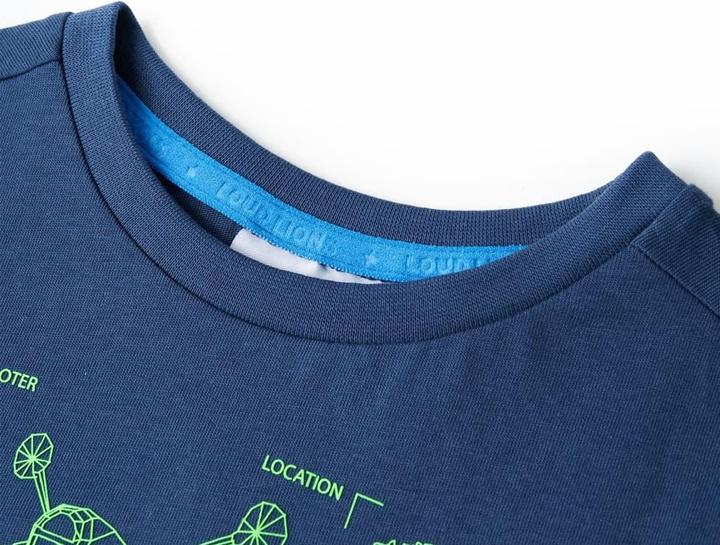 Image du produit vidaXL T-shirt enfant bleu foncé 128,Matière : 100 (128)